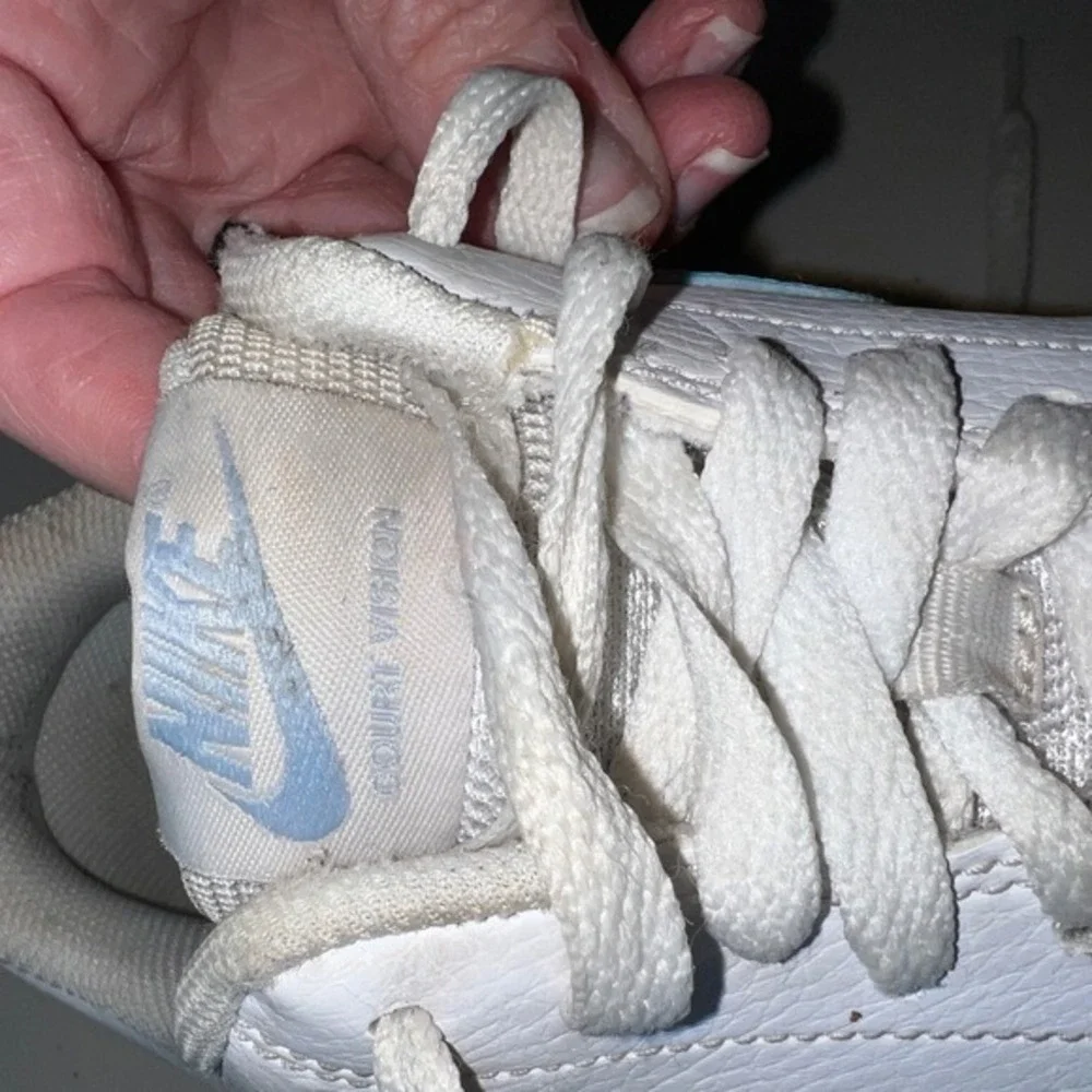 Nike Women's White Blue Leather Low‎ Top Sneakers Shoes Size 8.5 CD5434 115
